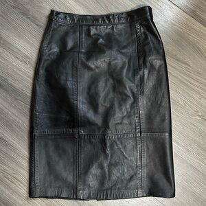 Ada Black Leather Jacket with Red Accent Logo